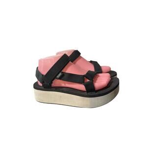 Teva Women's Flatform Universal Platform Sandals Size 8 Hook And Loop Black